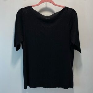 H&M Stretchy Textured Black Short Sleeve Top